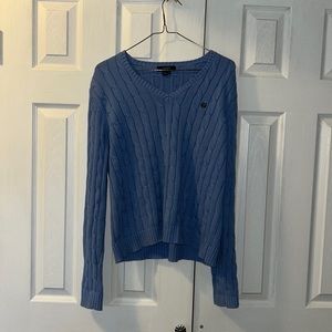 Chaps Women's Cable Knit Light Blue Sweater